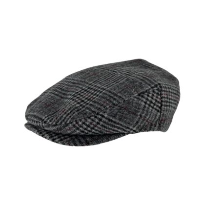 Plaid Flat Cap - Dark Grey Maroon