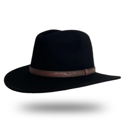 Wool Felt Fedora Hat - Black