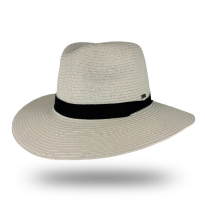 Straw Fedora Hat - Wide Brim - Off White