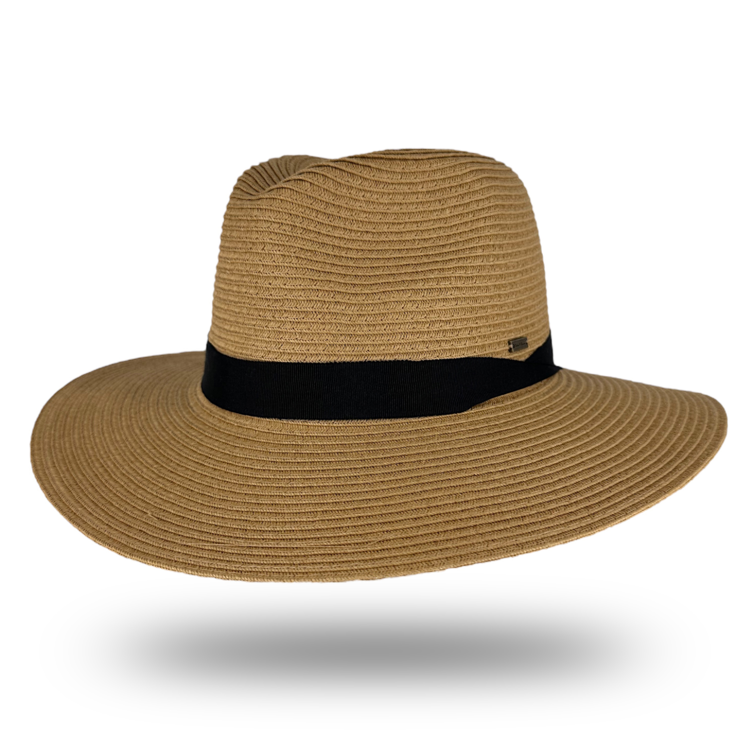 Straw Fedora Hat - Wide Brim - Sand