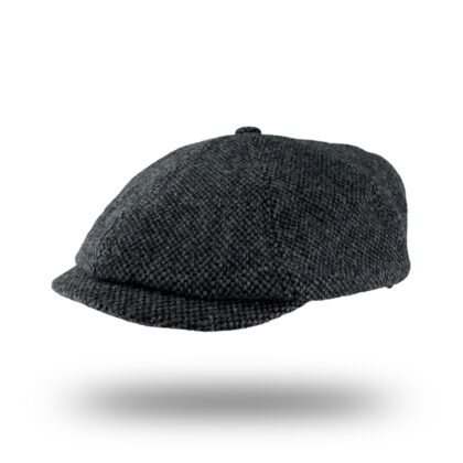 Newsboy Hat - Pure Wool - Charcoal Checkered